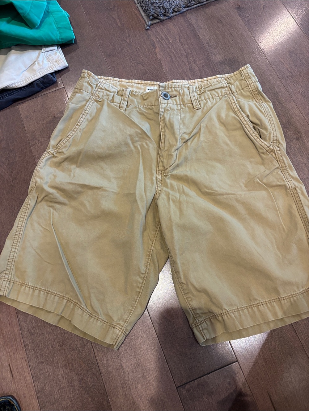 American Eagle Outfitters Men's Tan Flat-Front Chino Shorts